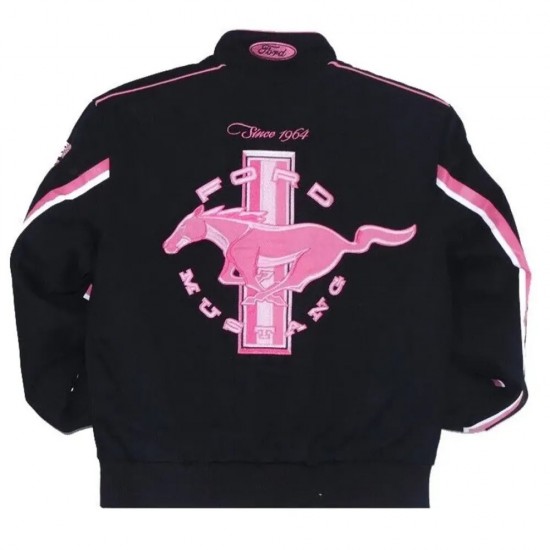 Ford Mustang Racing Black and Pink Jacket